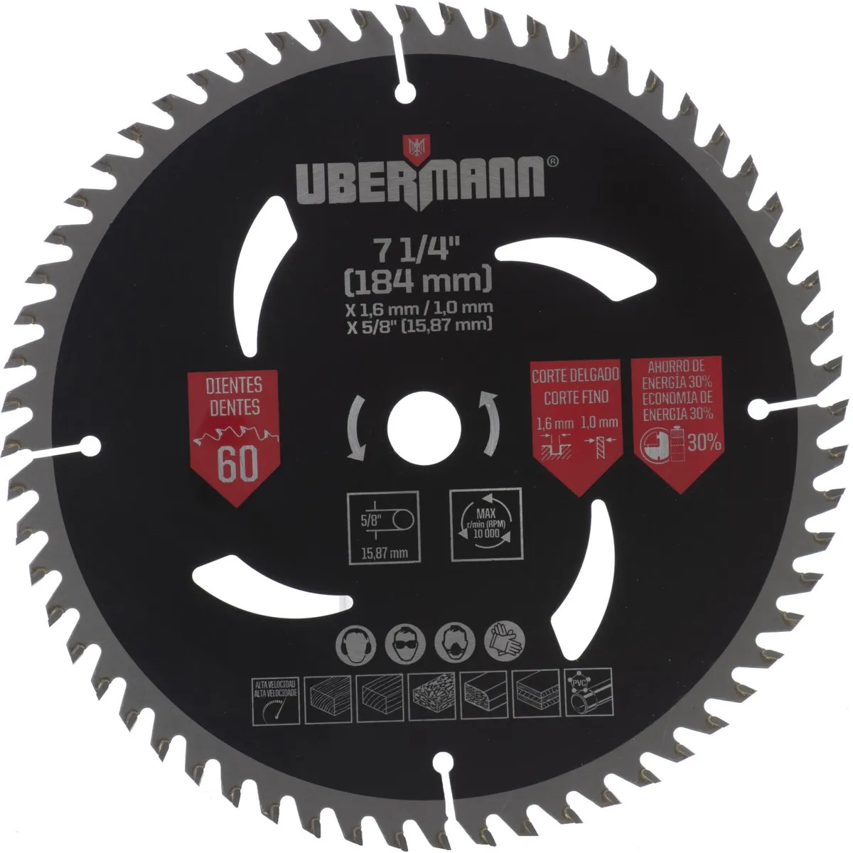 UBERMANN - Disco de sierra circular 7 1/4" 60 dientes