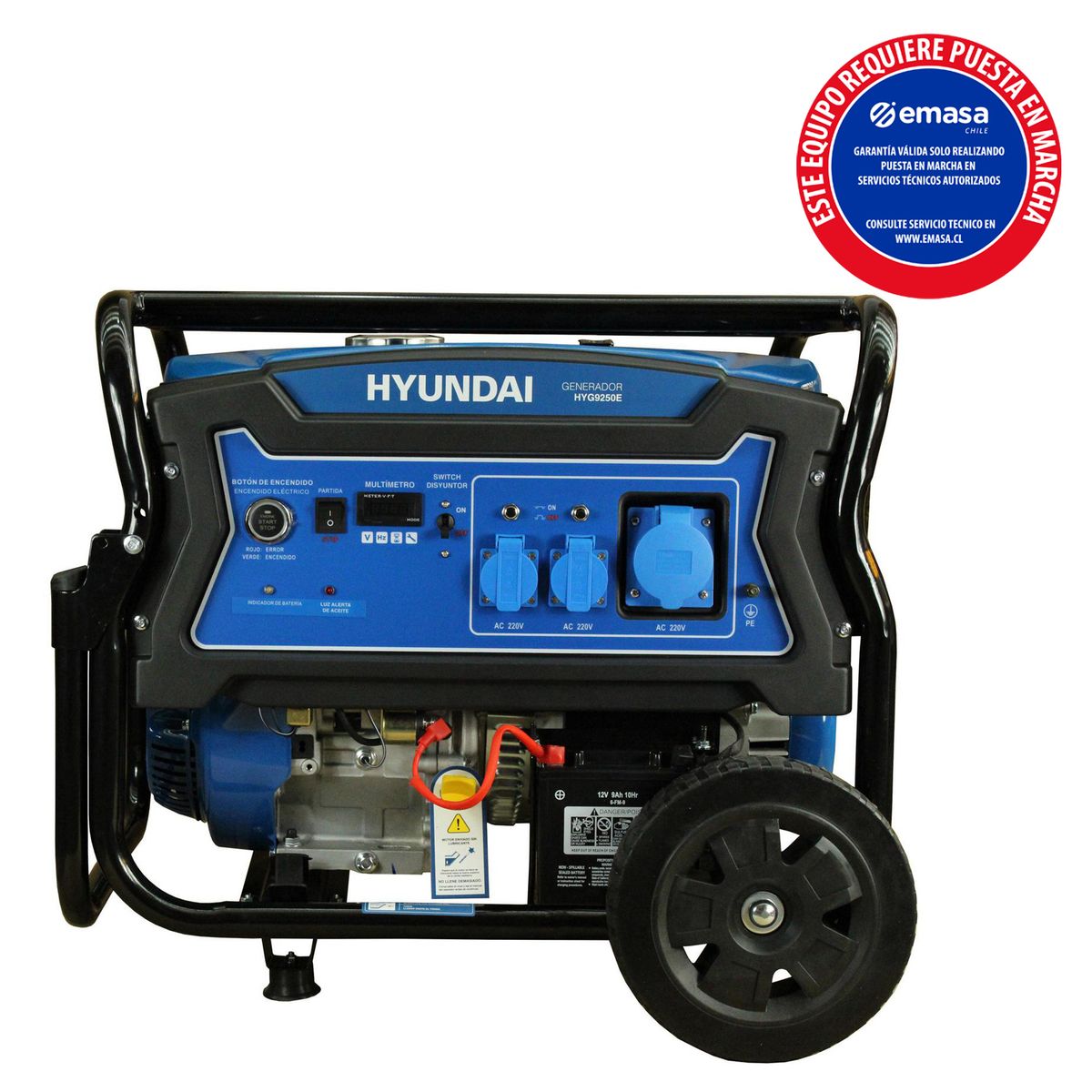 HYUNDAI - Generador Eléctrico a Gasolina Partida Eléctrica 6500 W 25 l