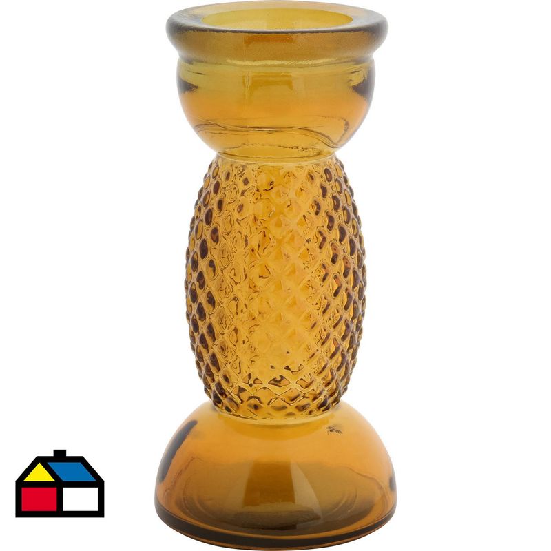 VIDRIOS SAN MIGUEL - Candelabro Diamante 27 cm ámbar