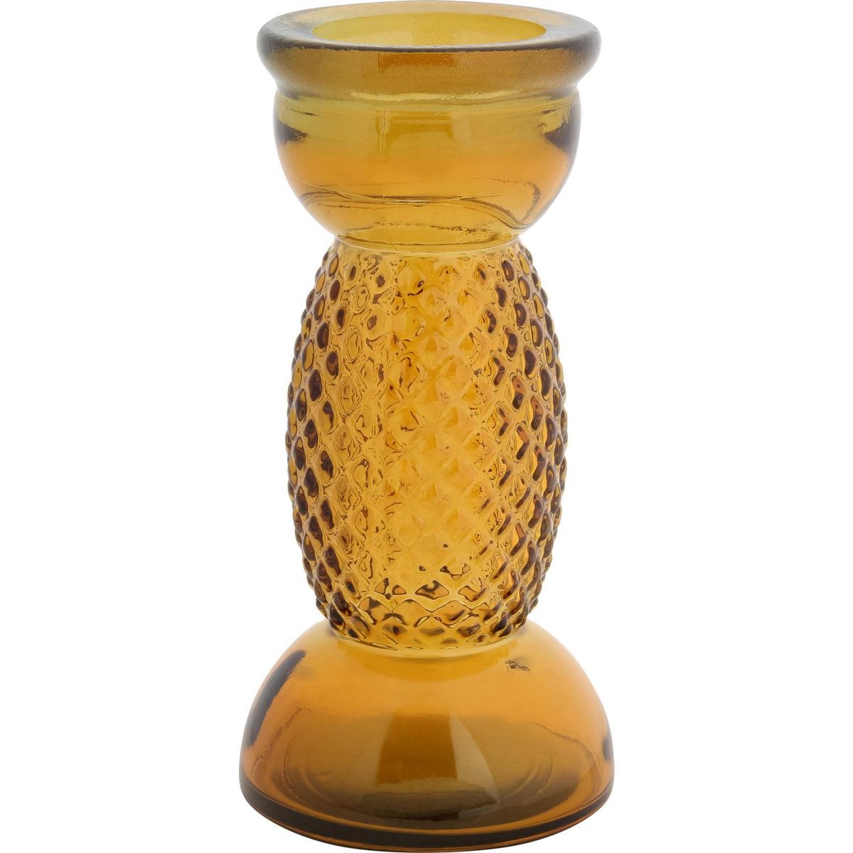 VIDRIOS SAN MIGUEL - Candelabro Diamante 27 cm ámbar