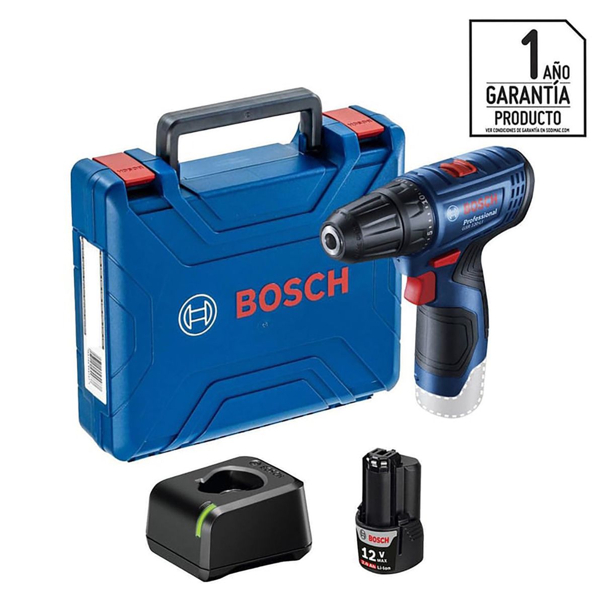 BOSCH - Taladro inalámbrico atornillador 10 mm 12V + batería