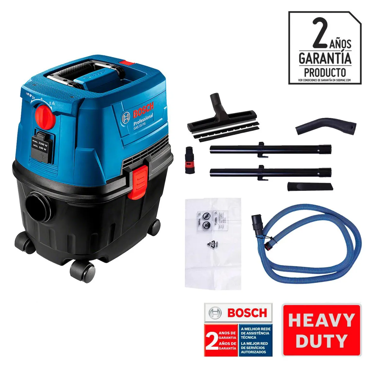 BOSCH - Aspiradora de Arrastre 1100 W 15 Litros GAS 15 PS