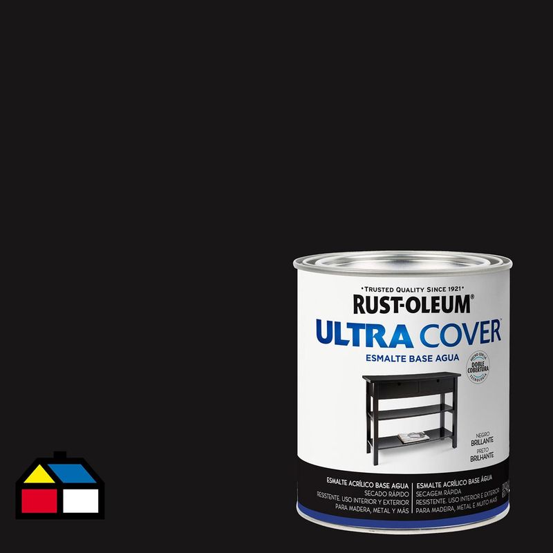 RUST OLEUM - Esmalte al Agua Brillante 0.25 galón(es) Negro Negro