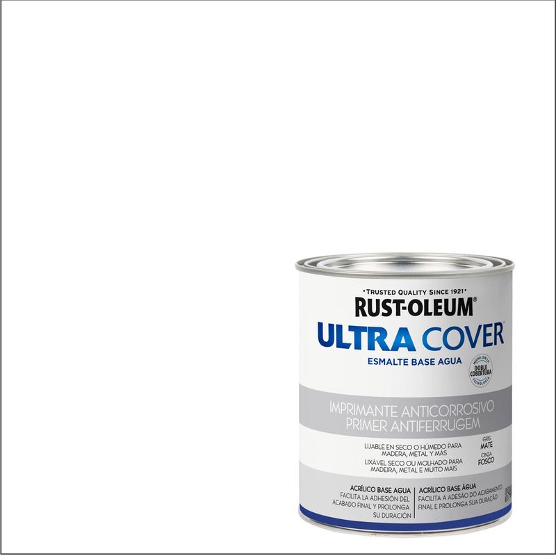 RUST OLEUM - Imprimante anticorrosivo Ultra Cover gris base agua 1/4 gl