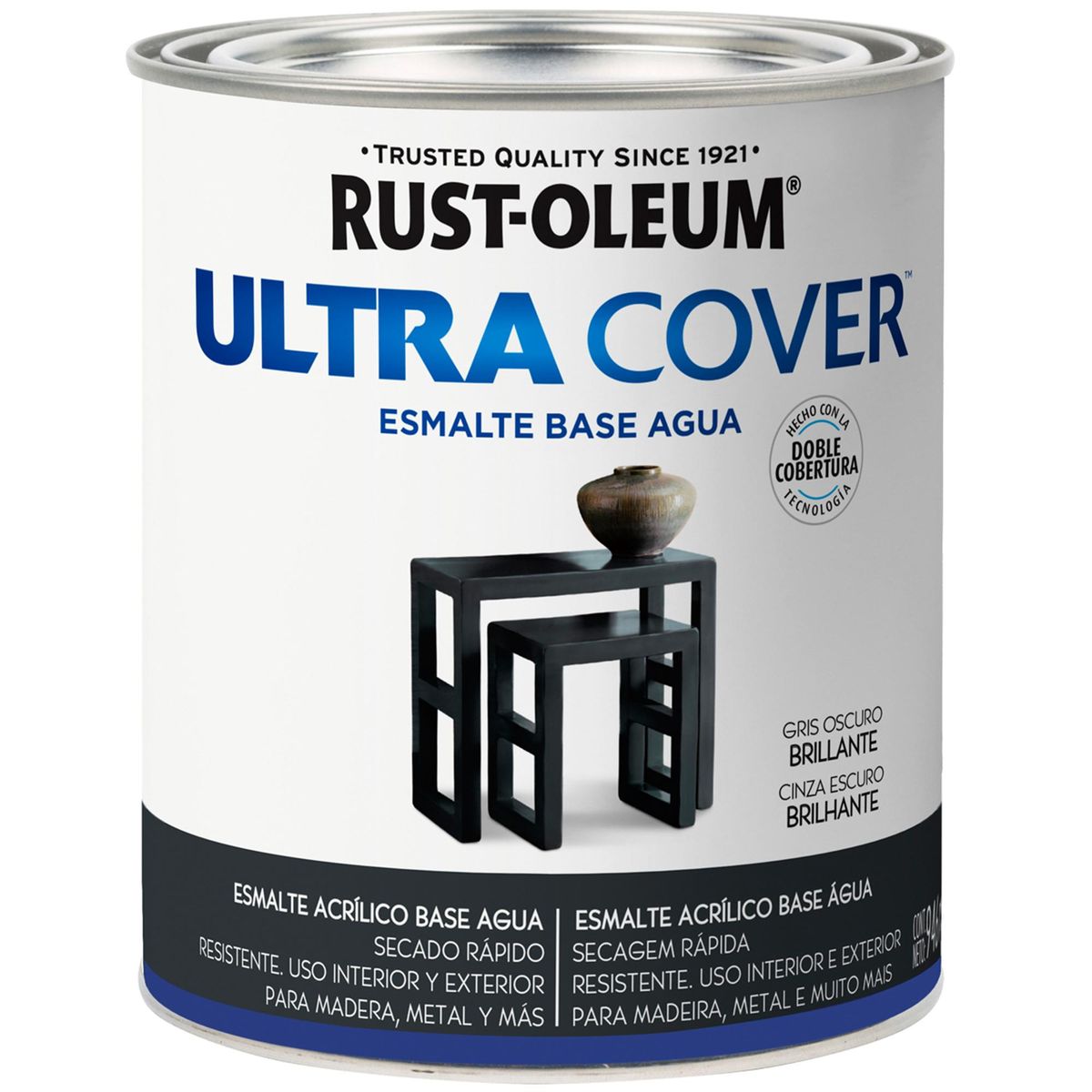 RUST OLEUM - Esmalte al Agua Brillante 0.25 galón(es) Gris Oscuro