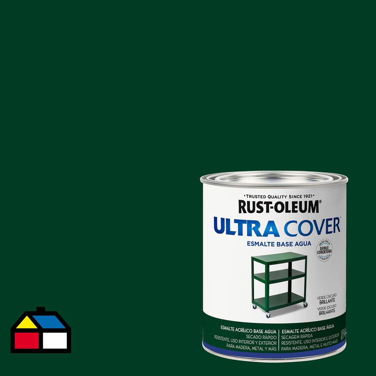 RUST OLEUM - Esmalte al Agua Brillante 0.25 galón(es) Verde Oscuro 
