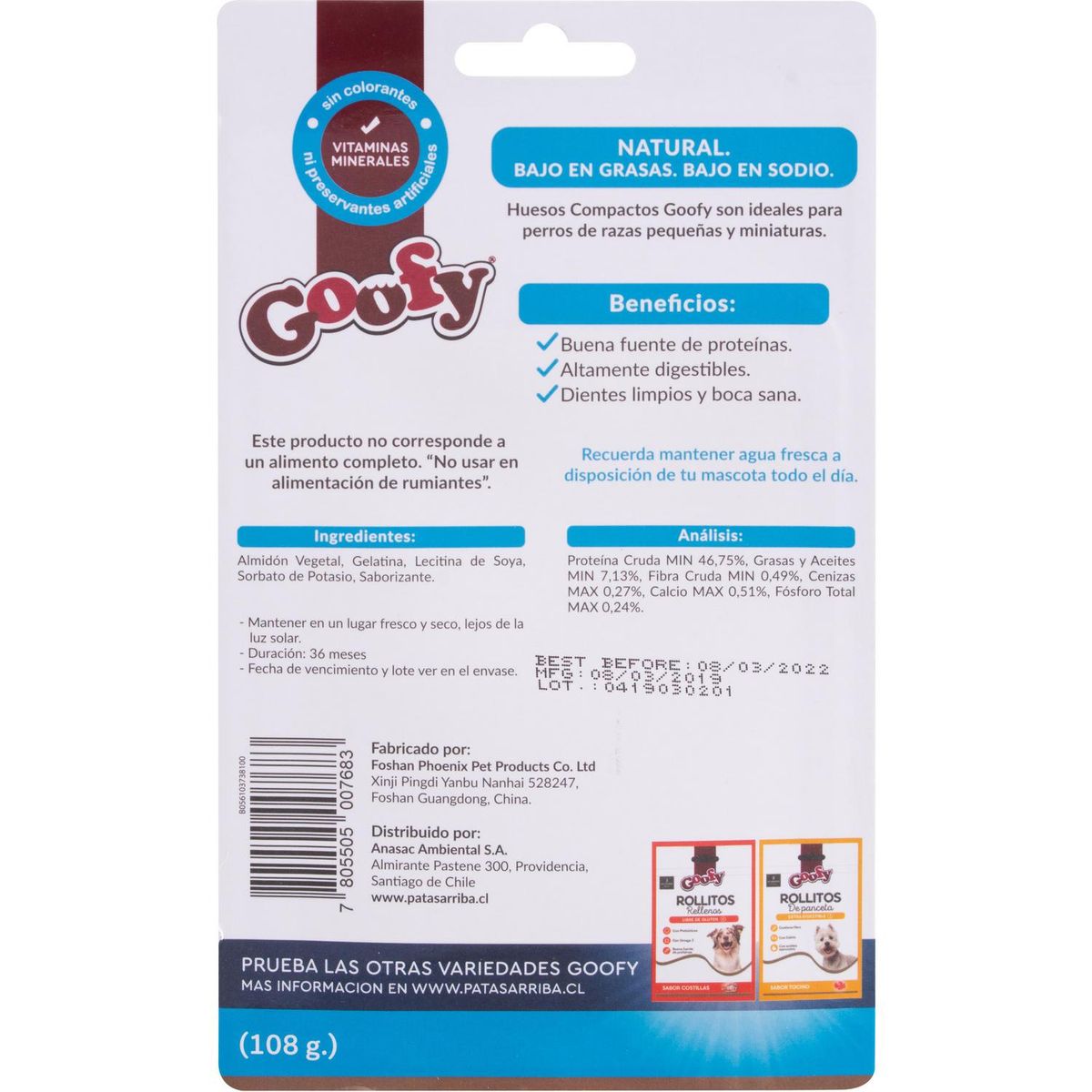 GOOFY - Huesitos para Perro Adulto Carne 0.108 kg