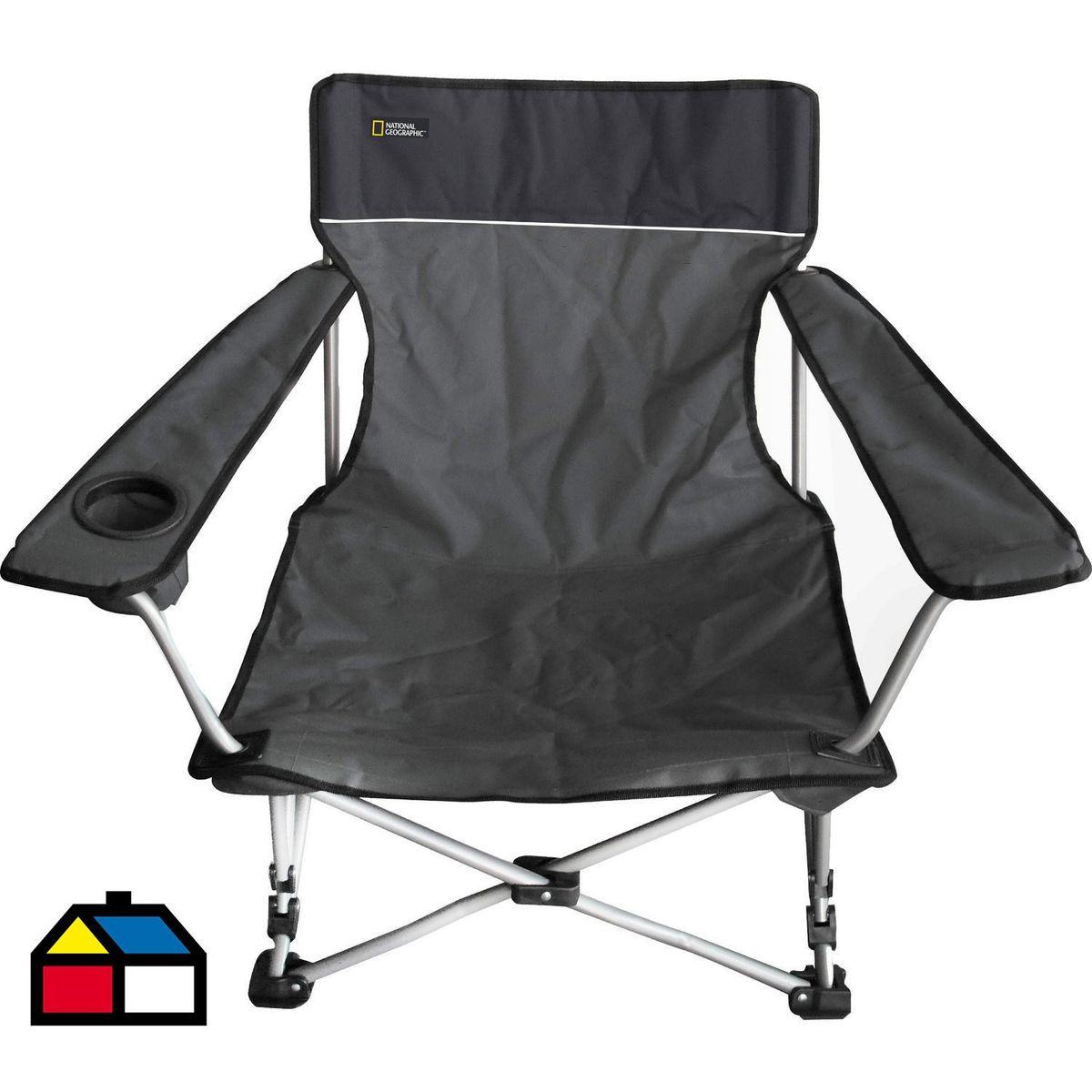 NATIONAL GEOGRAPHIC - Silla Camping con Portavasos 86x68x65 cm Gris