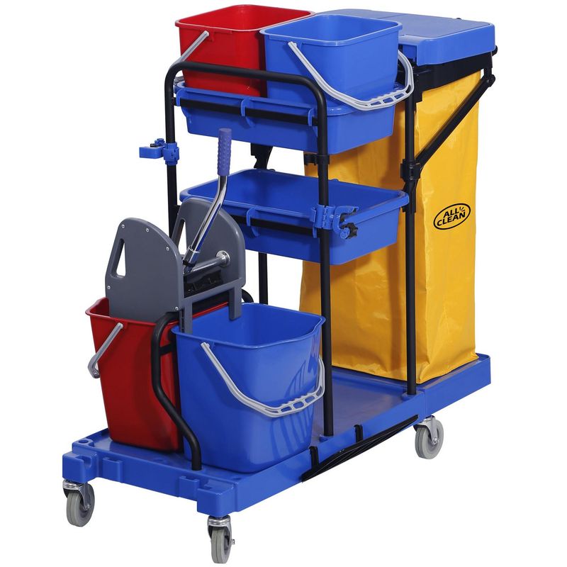 ALL CLEAN - Set Carro Porta Útiles Aseo All Clean 6 Piezas Resistente