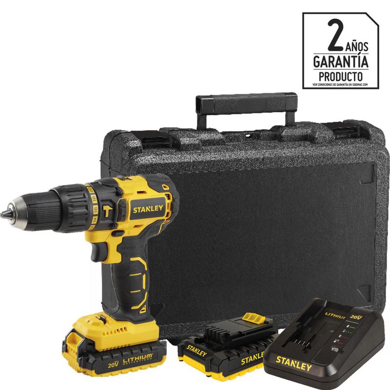 STANLEY - Taladro Inalámbrico Percutor 13 mm 20 V/2 Baterías