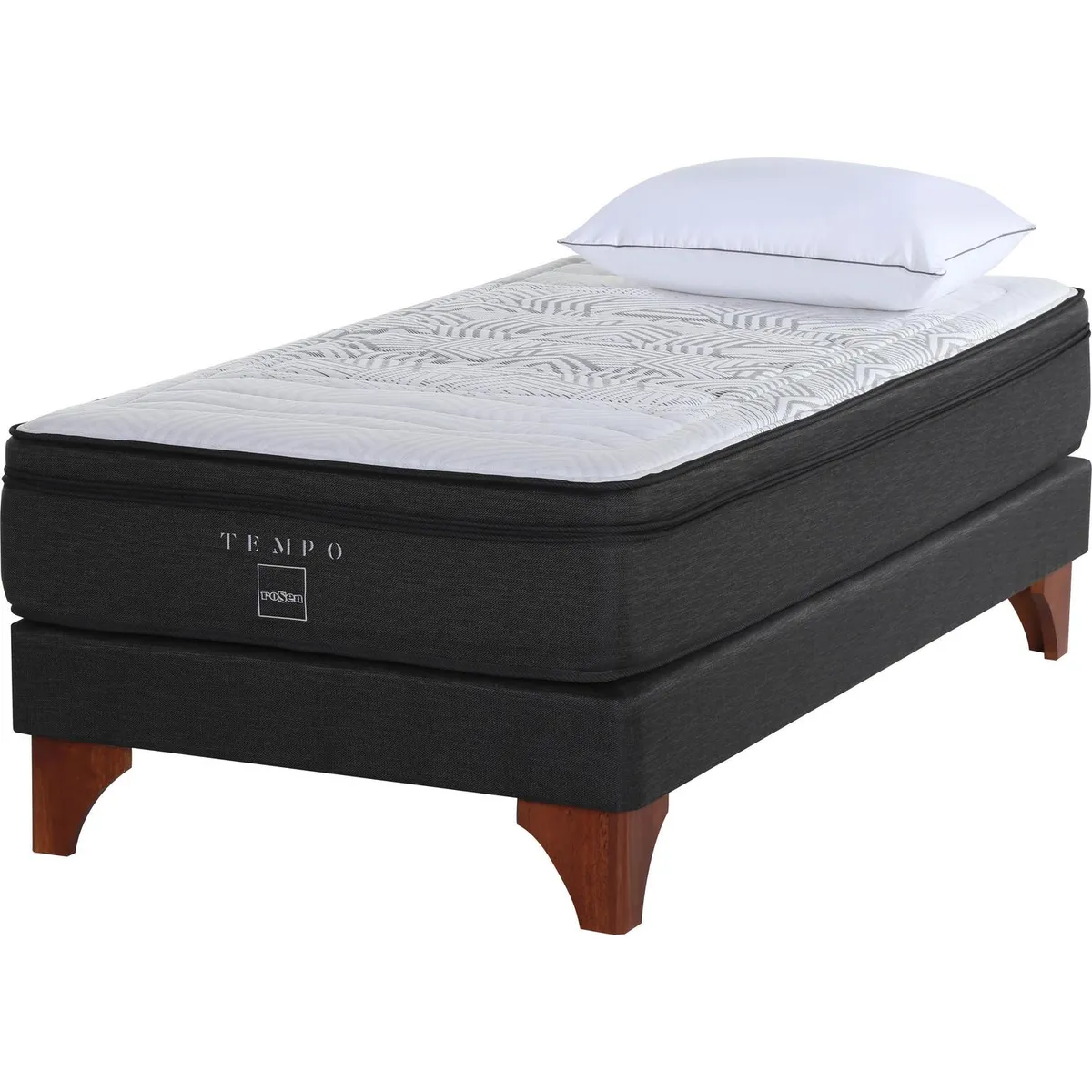 ROSEN - Cama 1.5 plazas Americana Tempo Negro/blanco