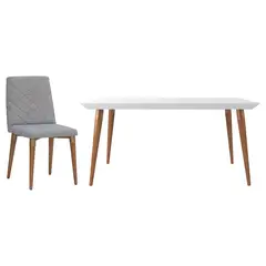 DECOCASA - Juego de Comedor Liv 6 Sillas Mesa Rectangular 90x77x160 cm Café/Blanoc