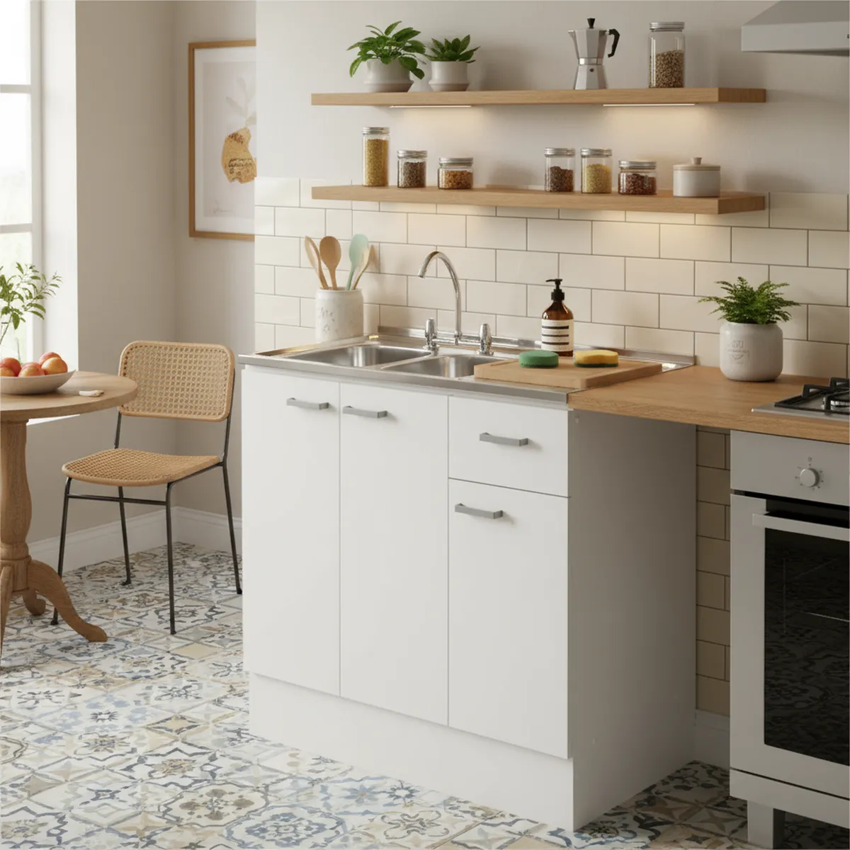 MOBIKIT - Kit lavaplatos secador izquierdo 118x83x47 blanco