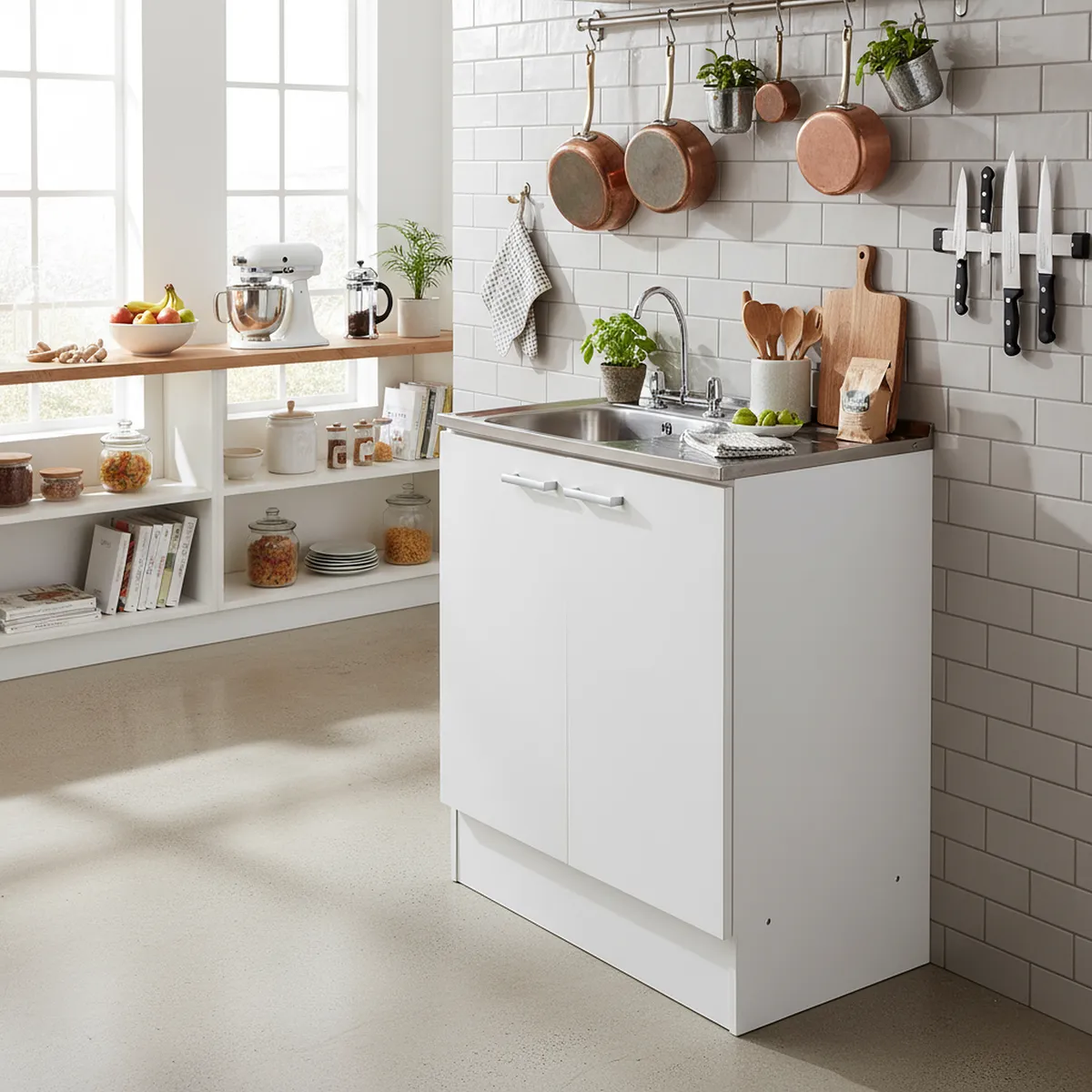 MOBIKIT - Kit mueble para lavaplatos 99x83x47 cm Blanco