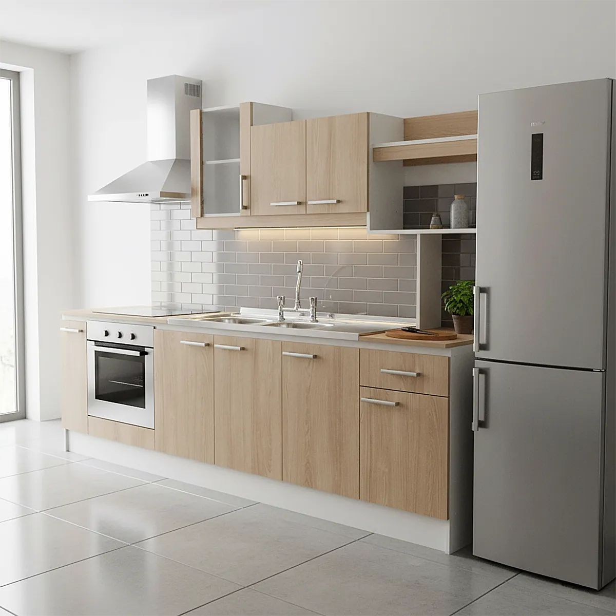 MOBIKIT - Kit mueble para lavaplatos 167x195x50 cm carvalo