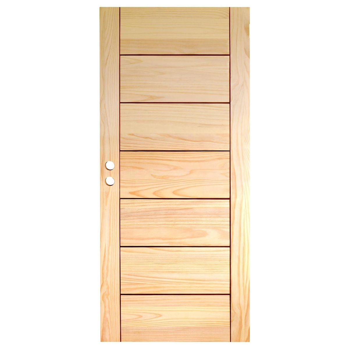 HOLZTEK - Puerta Exterior Madera pino radiata 80x200 cm 7 Paneles Natural