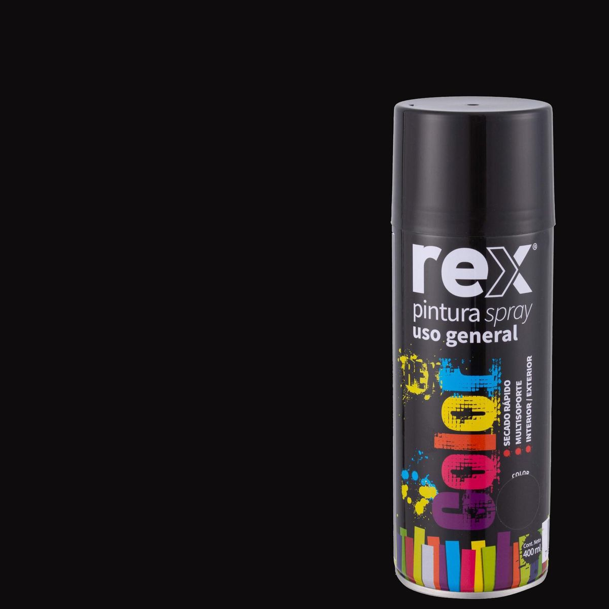 REX - Pintura Spray 0.4 l Brillante Negro brillante