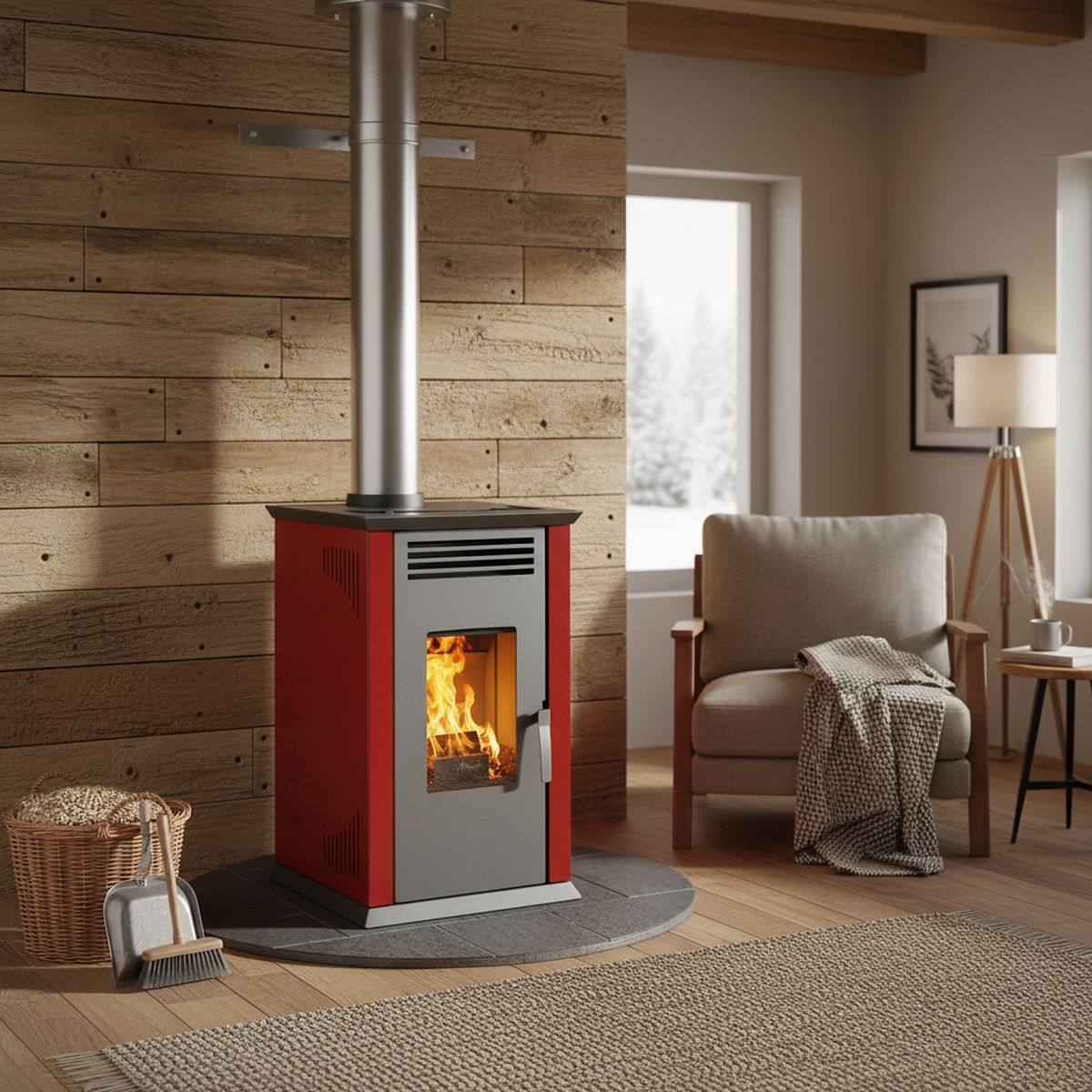 AMESTI - Estufa Pellet Italy 8100 Rojo Rojo/negro