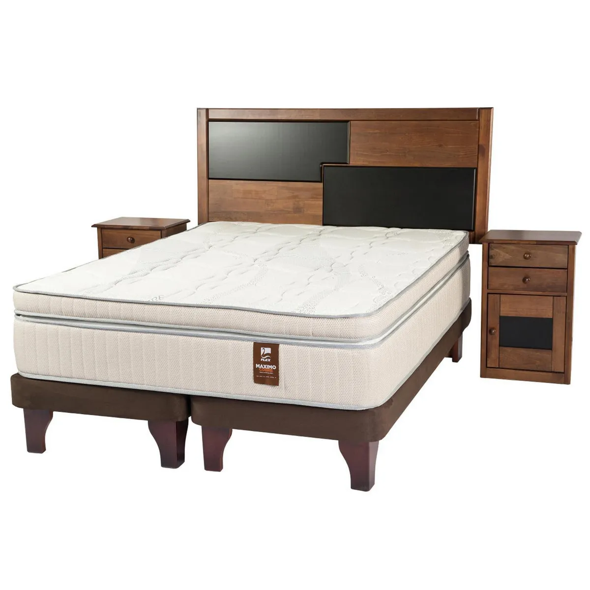 FLEX - Cama Europea Máximo Cobre 2 plazas BD + muebles