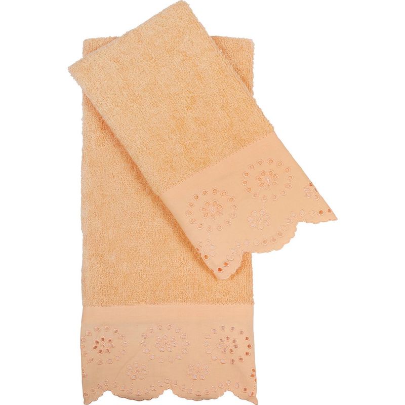 MASHINI - Set de 2 Toallas Bordeprint 760 gr Algodón 30x70 cm Naranjo