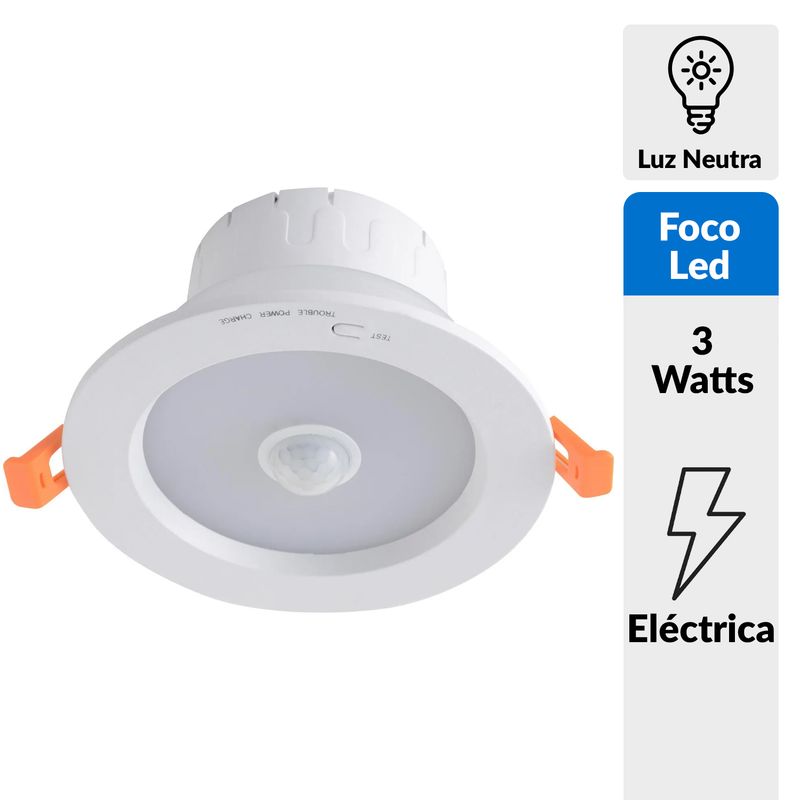 CONCEPT - Foco embutido Led con kit emergencia y sensor 9W/3W