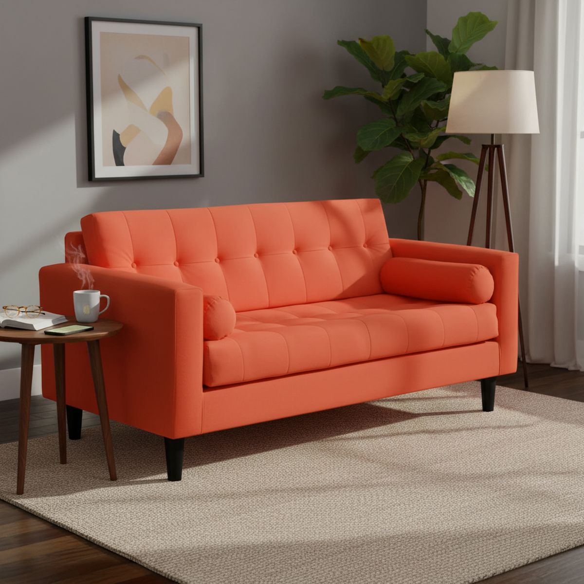 BODEVIR - Sofá 3 cuerpos Retro 50 75x70x170 cm Naranjo