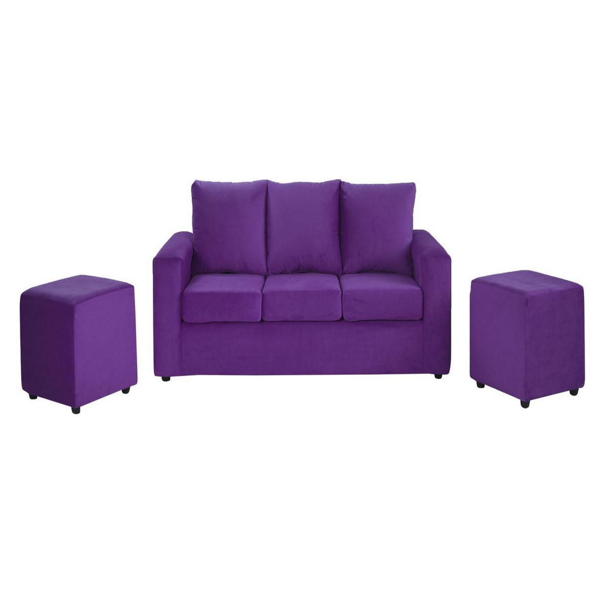 BODEVIR - Sofá 3 Cuerpos + 2 Pouf