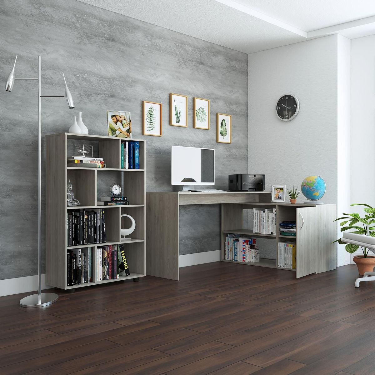 TUHOME - Combo office 8 escritorio + biblioteca 122x152x117 cm