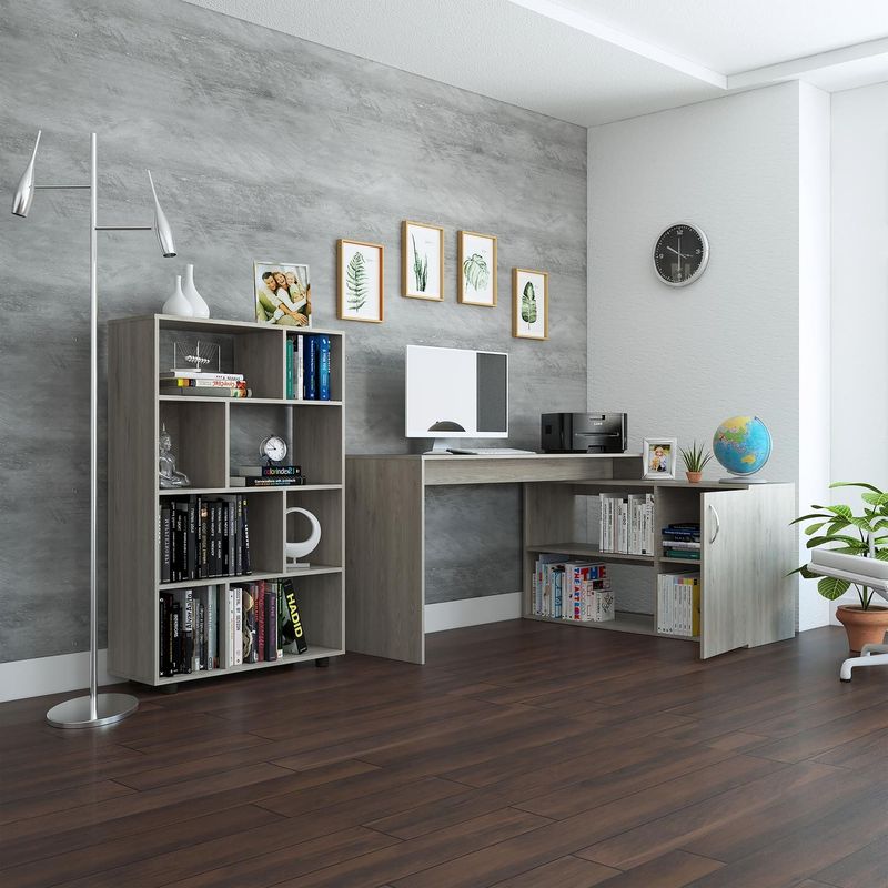 TUHOME - Combo office 8 escritorio + biblioteca 122x152x117 cm