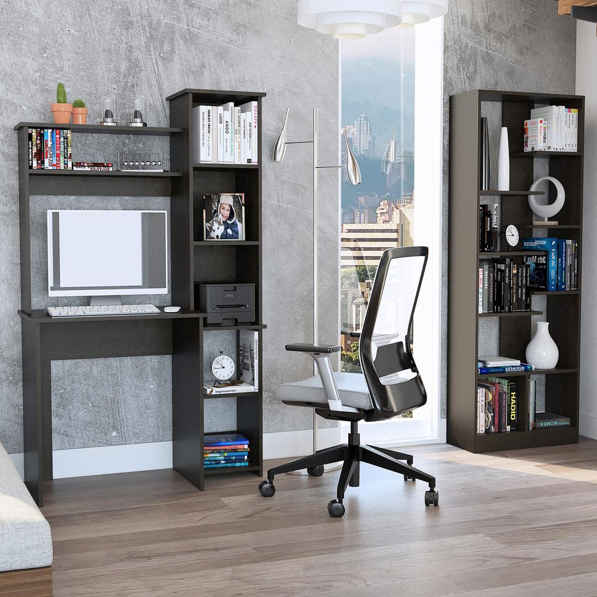 TUHOME - Combo office 6 escritorio + biblioteca 170x99x45 cm