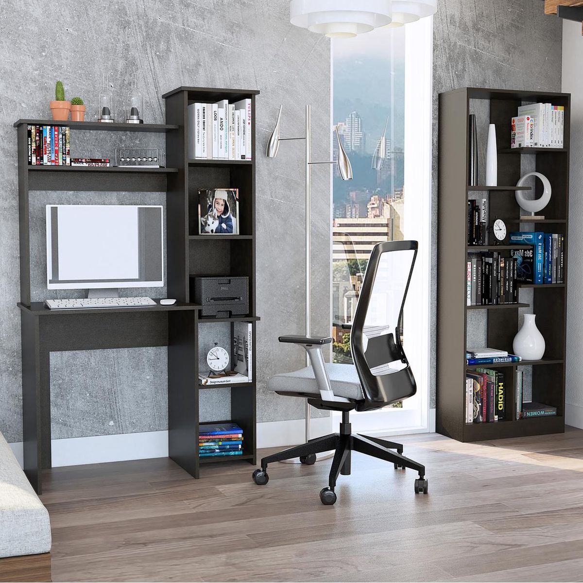 TUHOME - Combo office 6 escritorio + biblioteca 170x99x45 cm