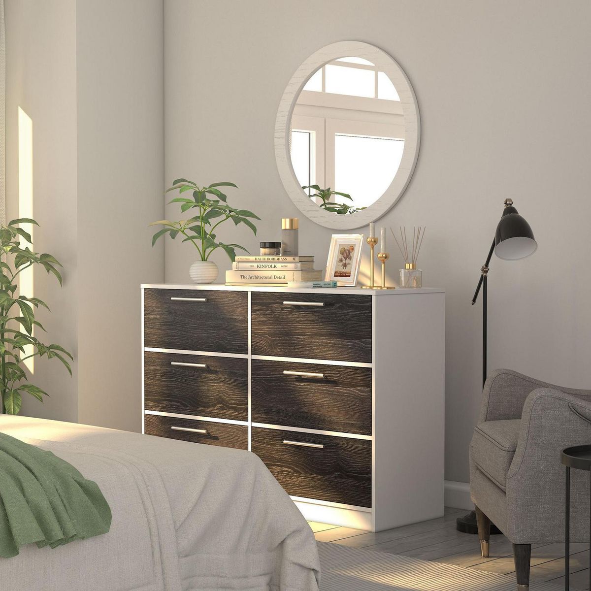 CIC - Cómoda 6 Cajón(es) 120x80x40 cm Roble antracita