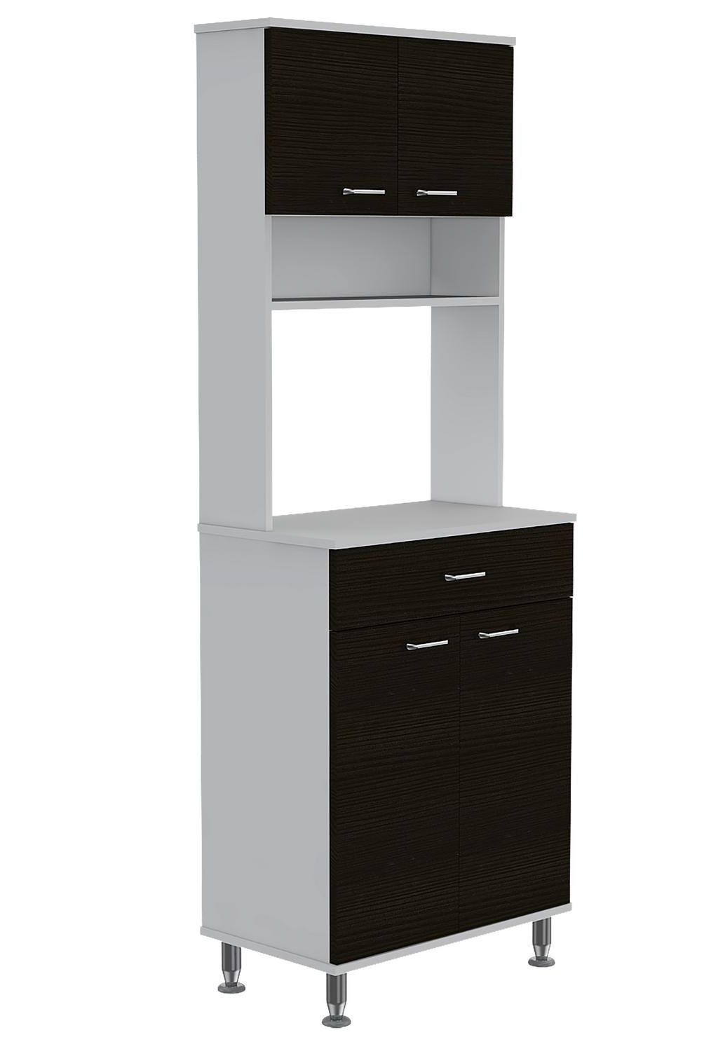 TUHOME - Mueble para microondas 60x35x169 cm blanco/wengue