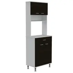 TUHOME - Mueble para microondas 60x35x169 cm blanco/wengue