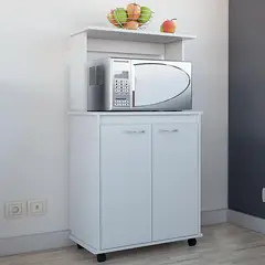 TUHOME - Mueble para microondas 63x36x114 cm blanco