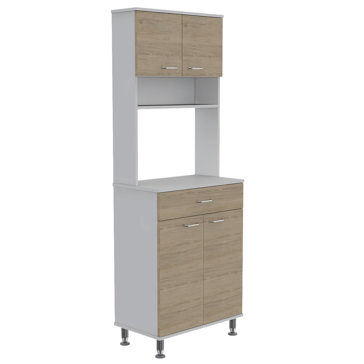 TUHOME - Mueble para microondas 60x35x169 cm blanco/oak
