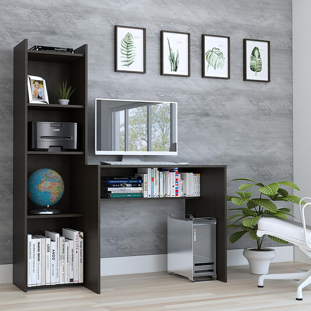 TUHOME - Escritorio 127x50x150 cm wengue