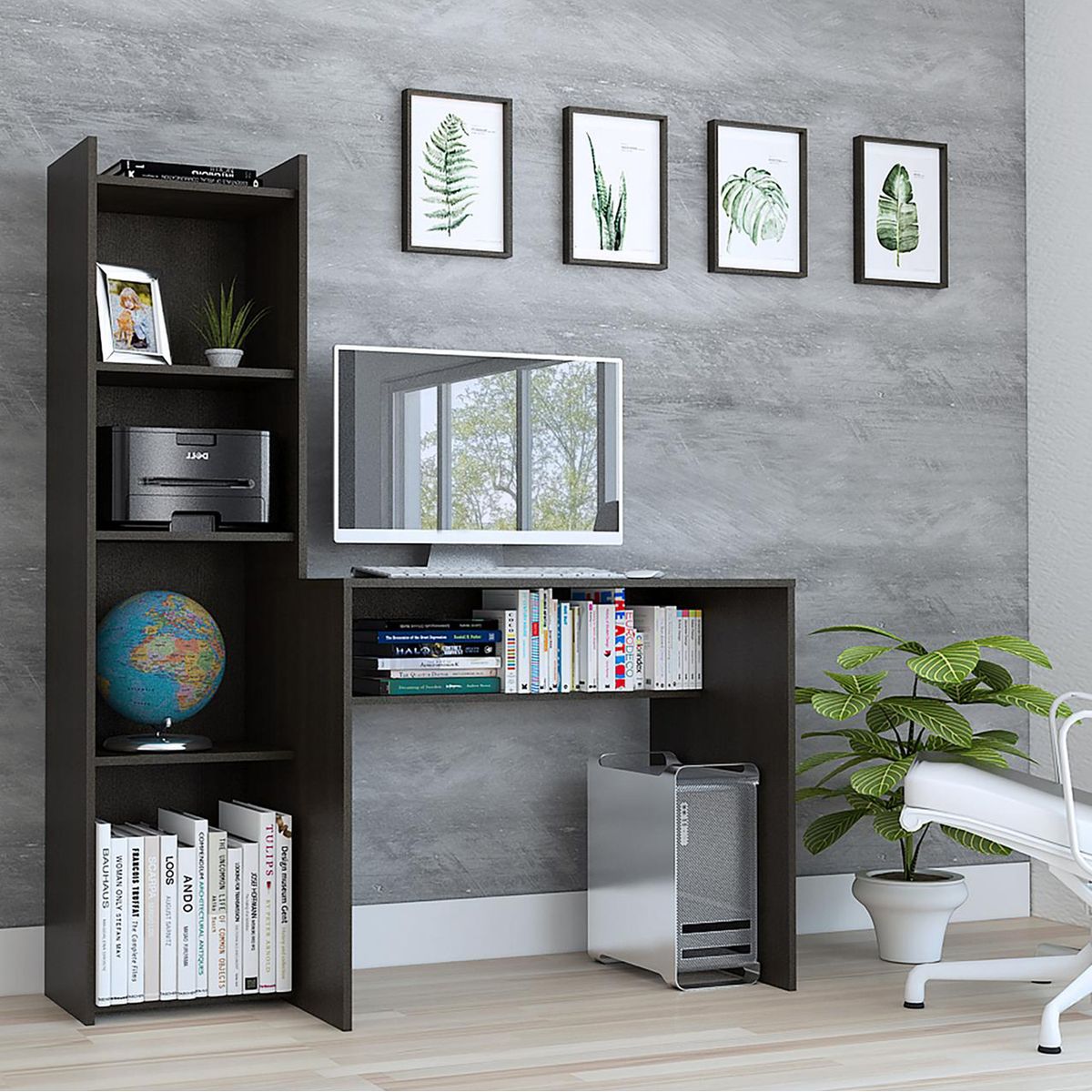 TUHOME - Escritorio 127x50x150 cm wengue