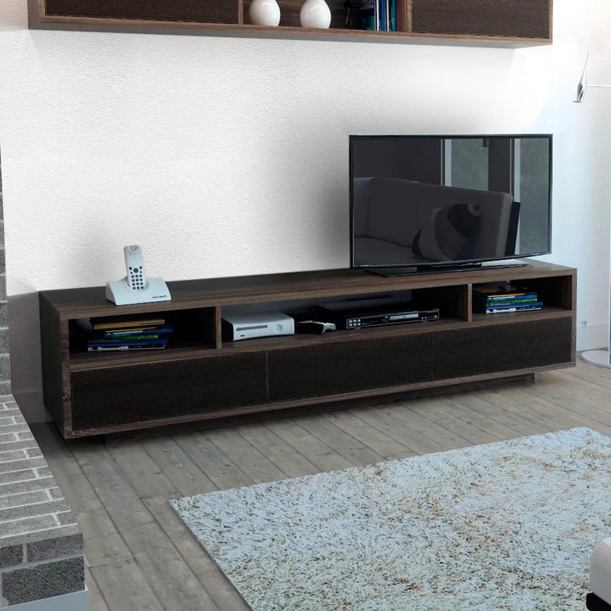 TUHOME - Rack de TV 70 " 210x50x51,5 Siena y wengue