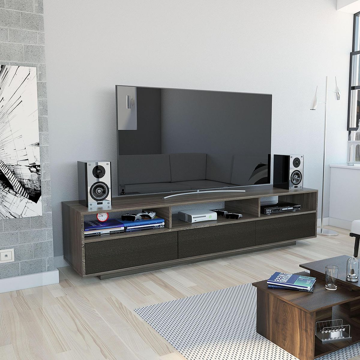TUHOME - Rack de TV 70 " 210x50x51,5 Siena y wengue