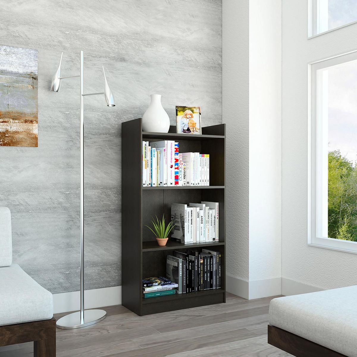 TUHOME - Librero Office Melamina 4 Nivel(es) 62.9x120x30.2 cm Wengué