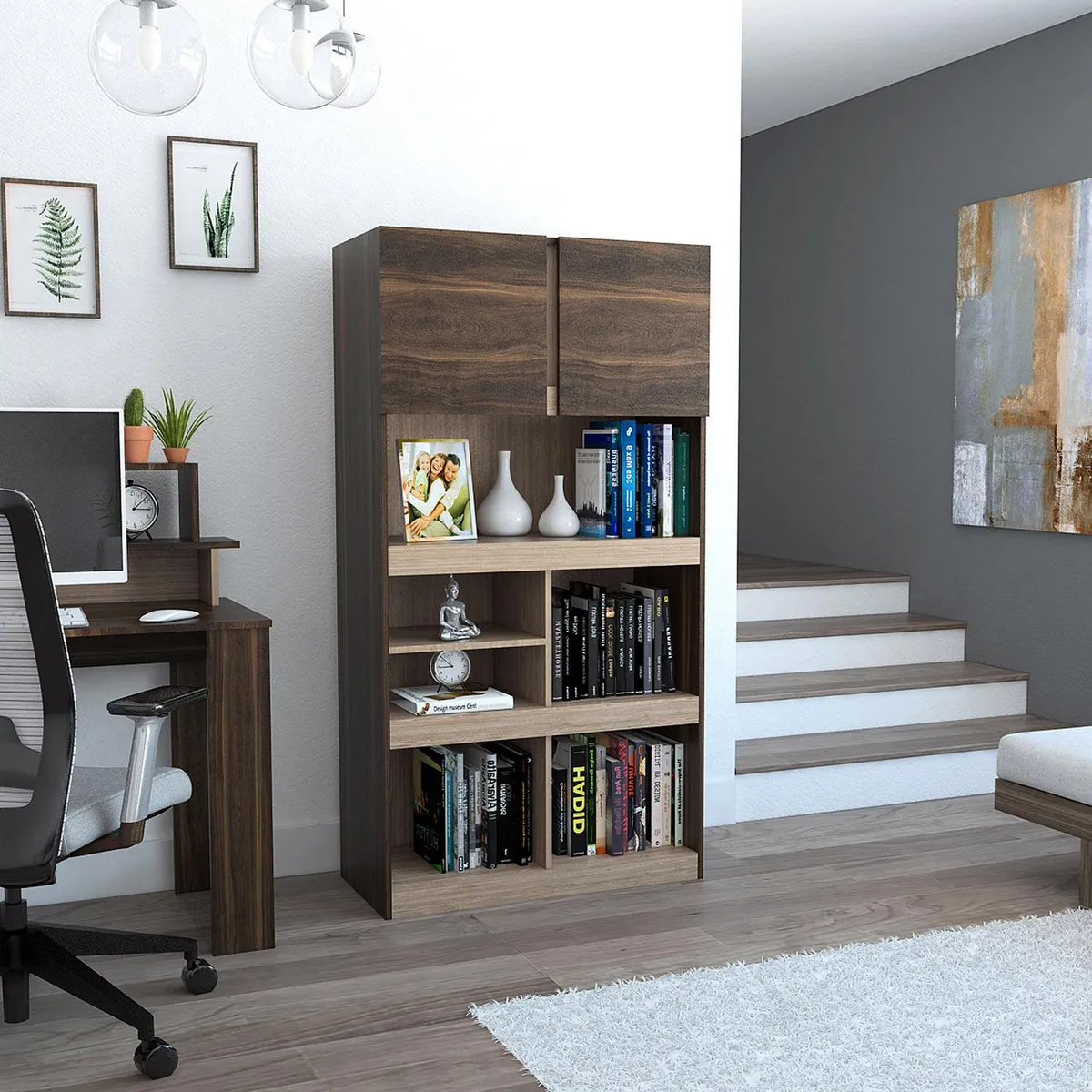 TUHOME - Estante Office Melamina 6 Nivel(es) 80x152x40 cm Habano/Miel