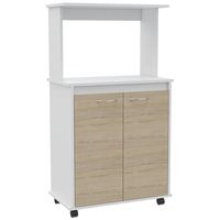 Mueble para microondas 63x36x114 cm blanco/oak
