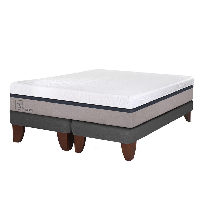 CIC - Cama King Europea Balance Gris/Blanco