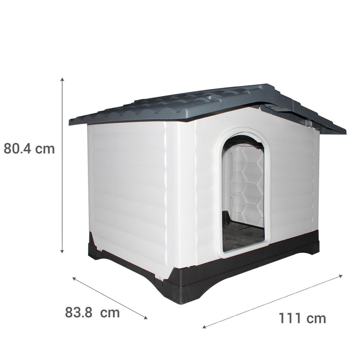PETIZOOS - Casa de perro Abertura Lateral 80.4x83.8x111 cm Blanco y gris