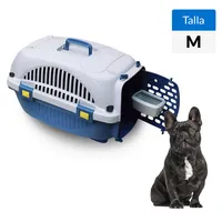 Jaula de Transporte M para Perro 42.5x40x60 cm Blanco/azul