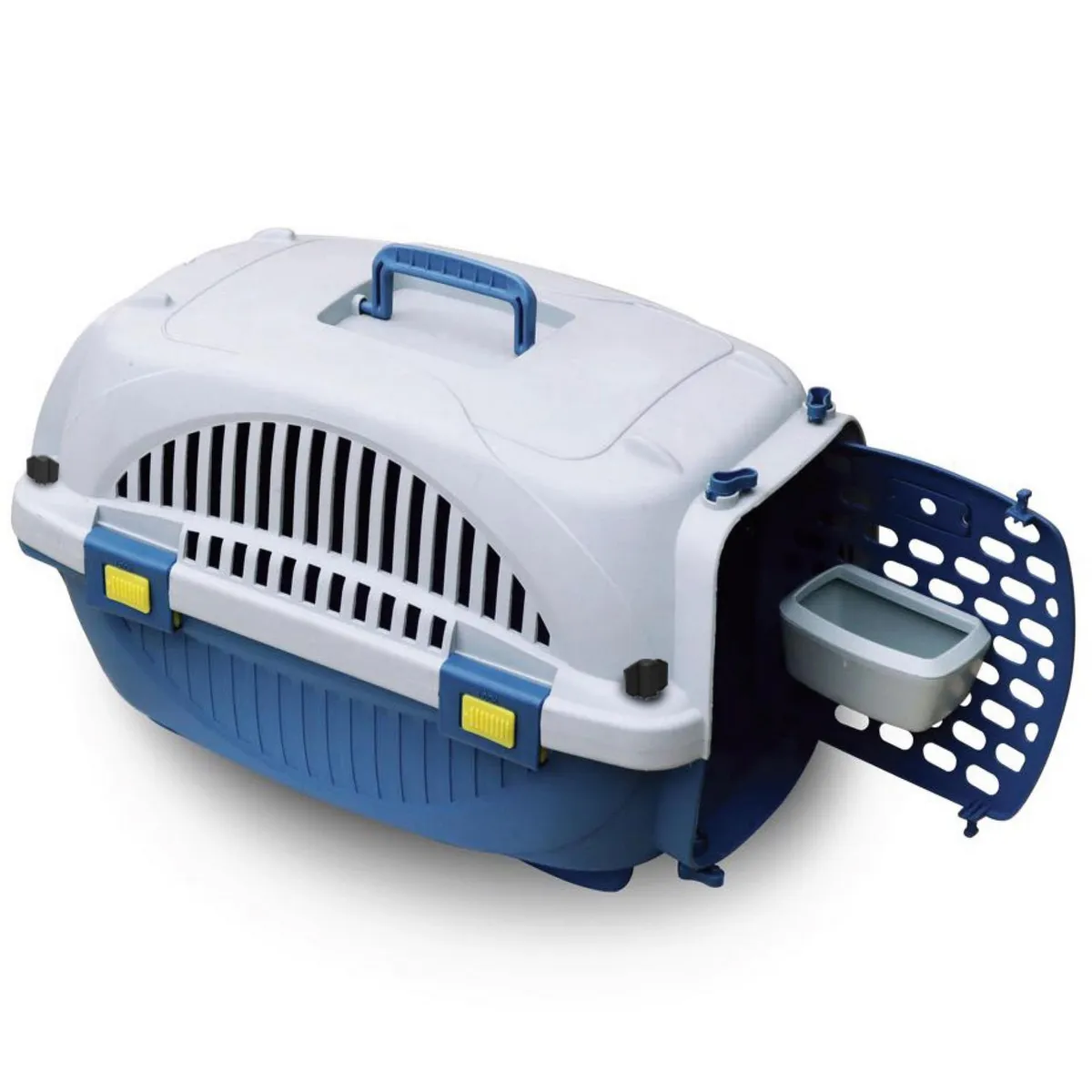 PETIZOOS - Jaula de Transporte M para Perro 42.5x40x60 cm Blanco/azul