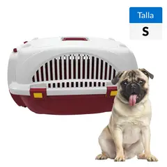 PETIZOOS - Jaula de Transporte S para Perro 33x34x52.1 cm Blanco/rojo