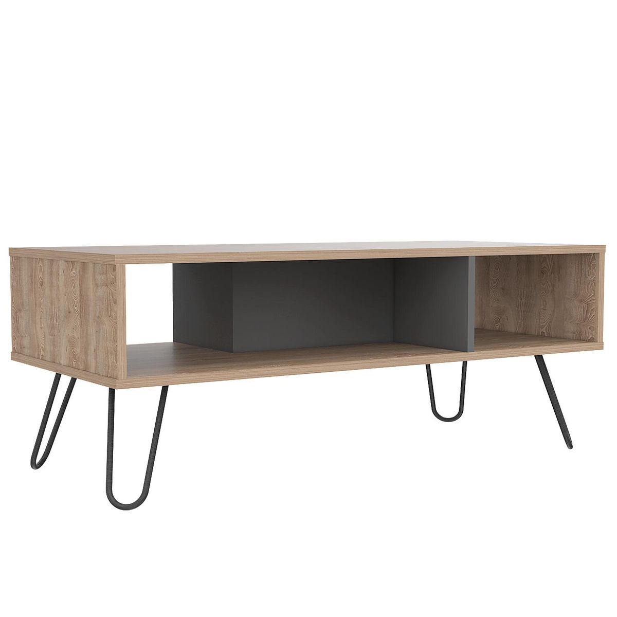 TUHOME - Mesa de centro 40x101x45 cm miel + plomo