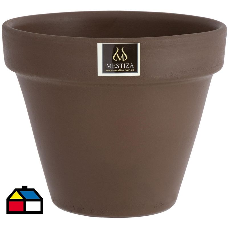 MESTIZA - Macetero ceramica morena natural 15 cm